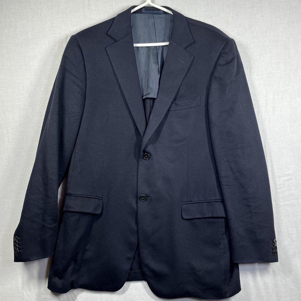 Zegna Jacket Mens 52 Large Navy Blue 100% Cashmere Sport Coat Blazer Luxury
